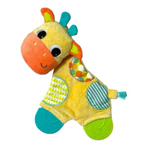 Bright Starts Giraffe Plush Crinkle Teether Baby Toy Lovey Chew Toy Yellow 10”
